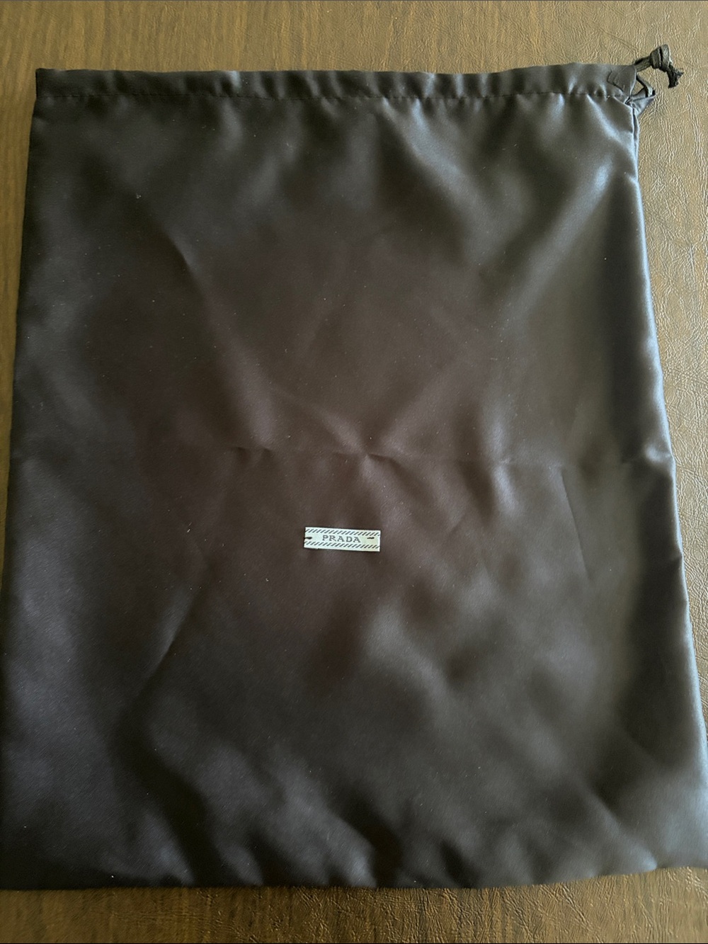 Prada Black Nylon Drawstring Pouch with Logo Patch